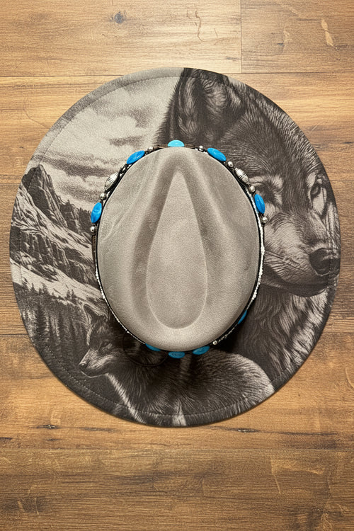 Flat Wide Brim Burned Hat