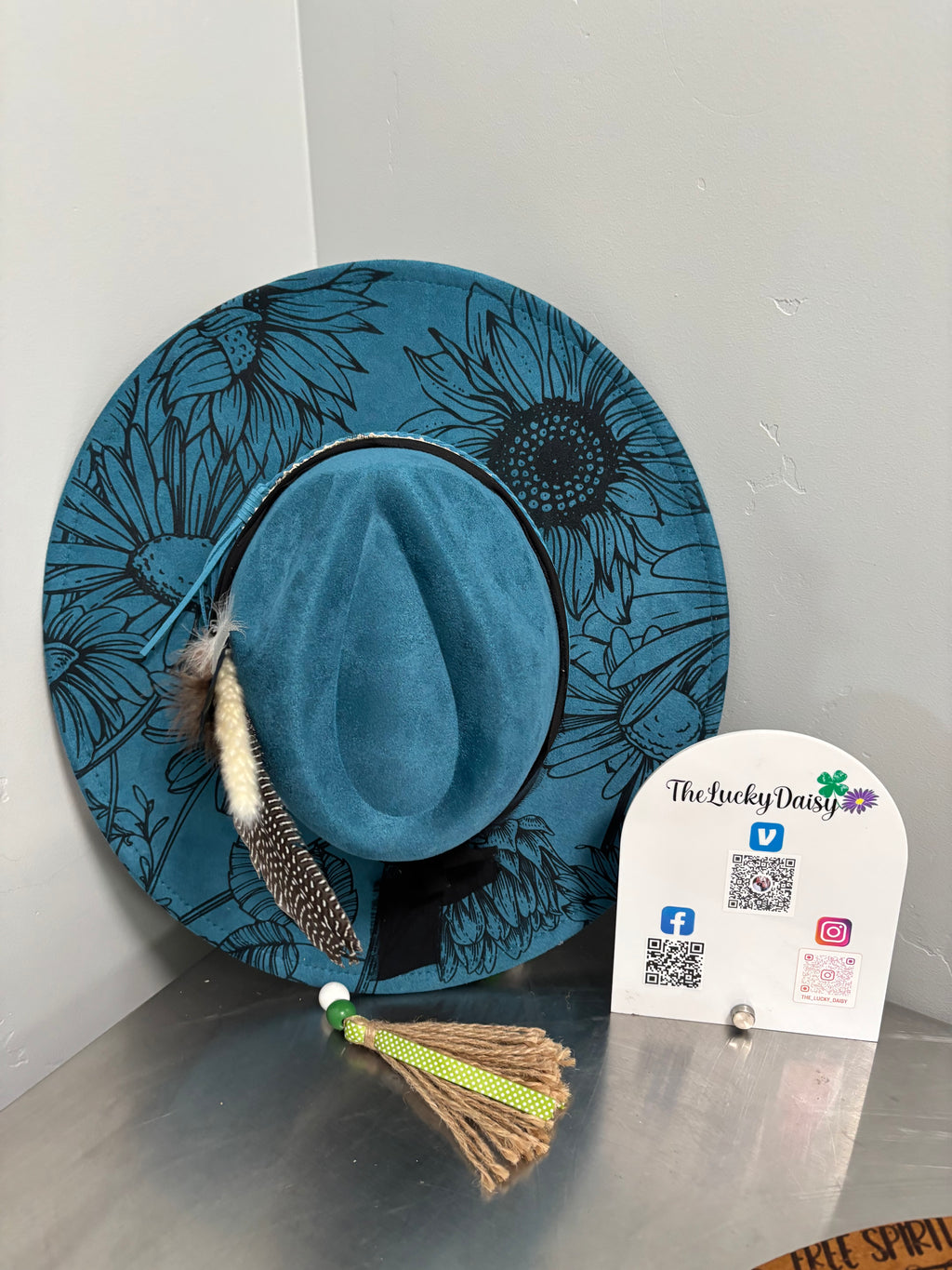 Flat Wide Brim Burned Hat