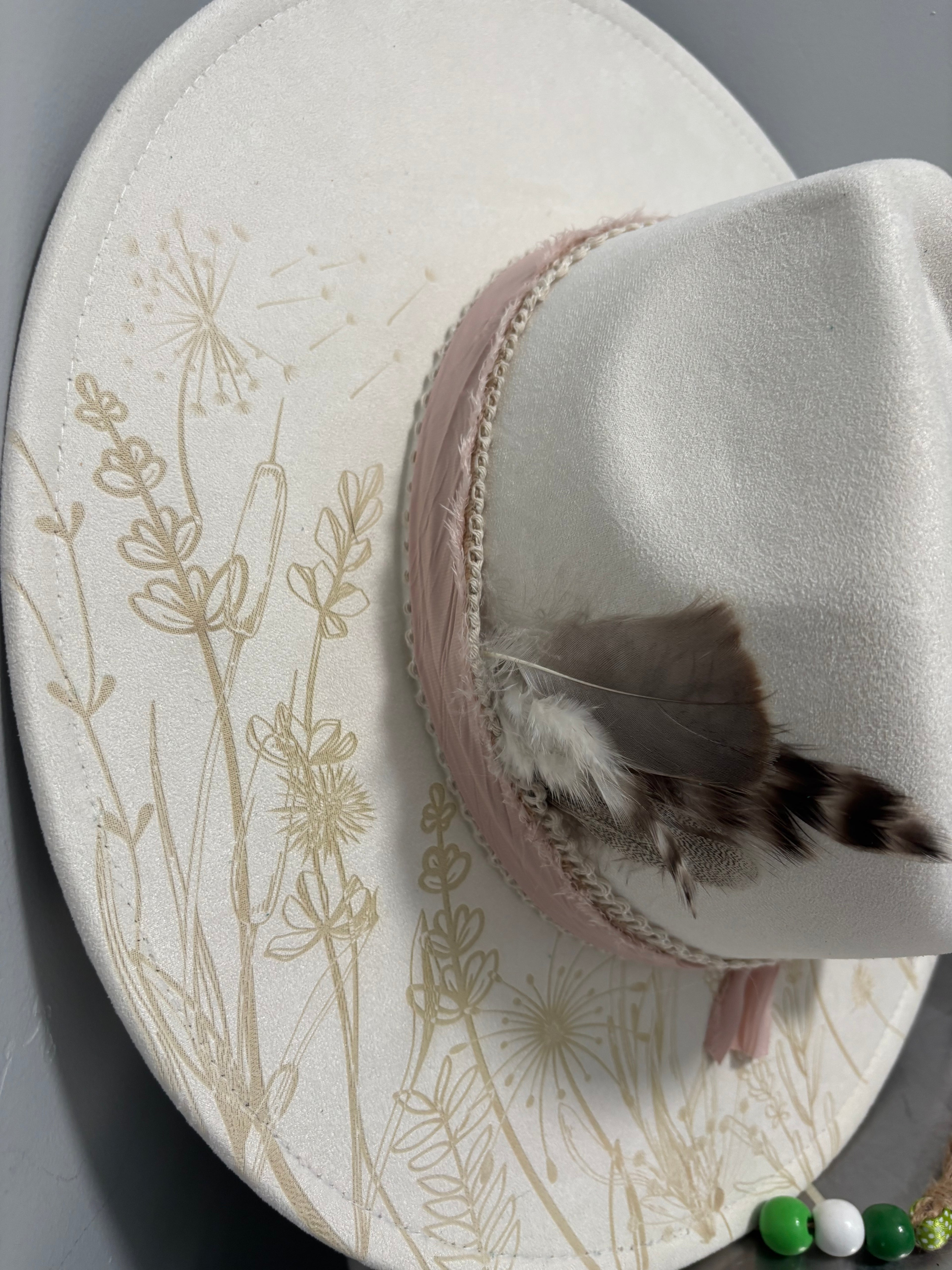 Flat Wide Brim Burned Hat