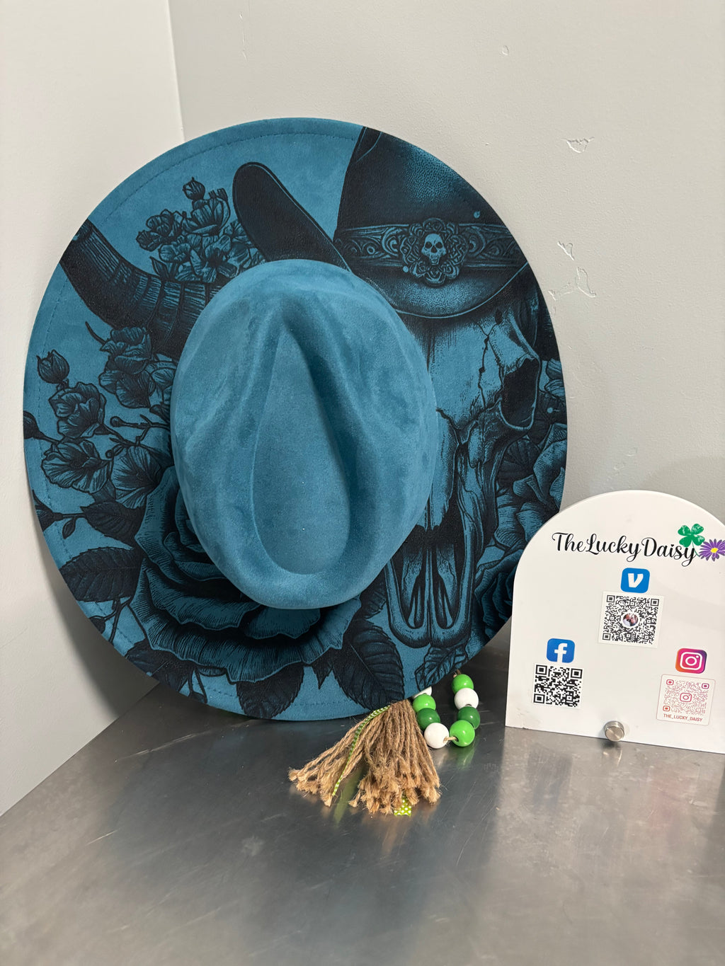 Flat Wide Brim Burned Hat