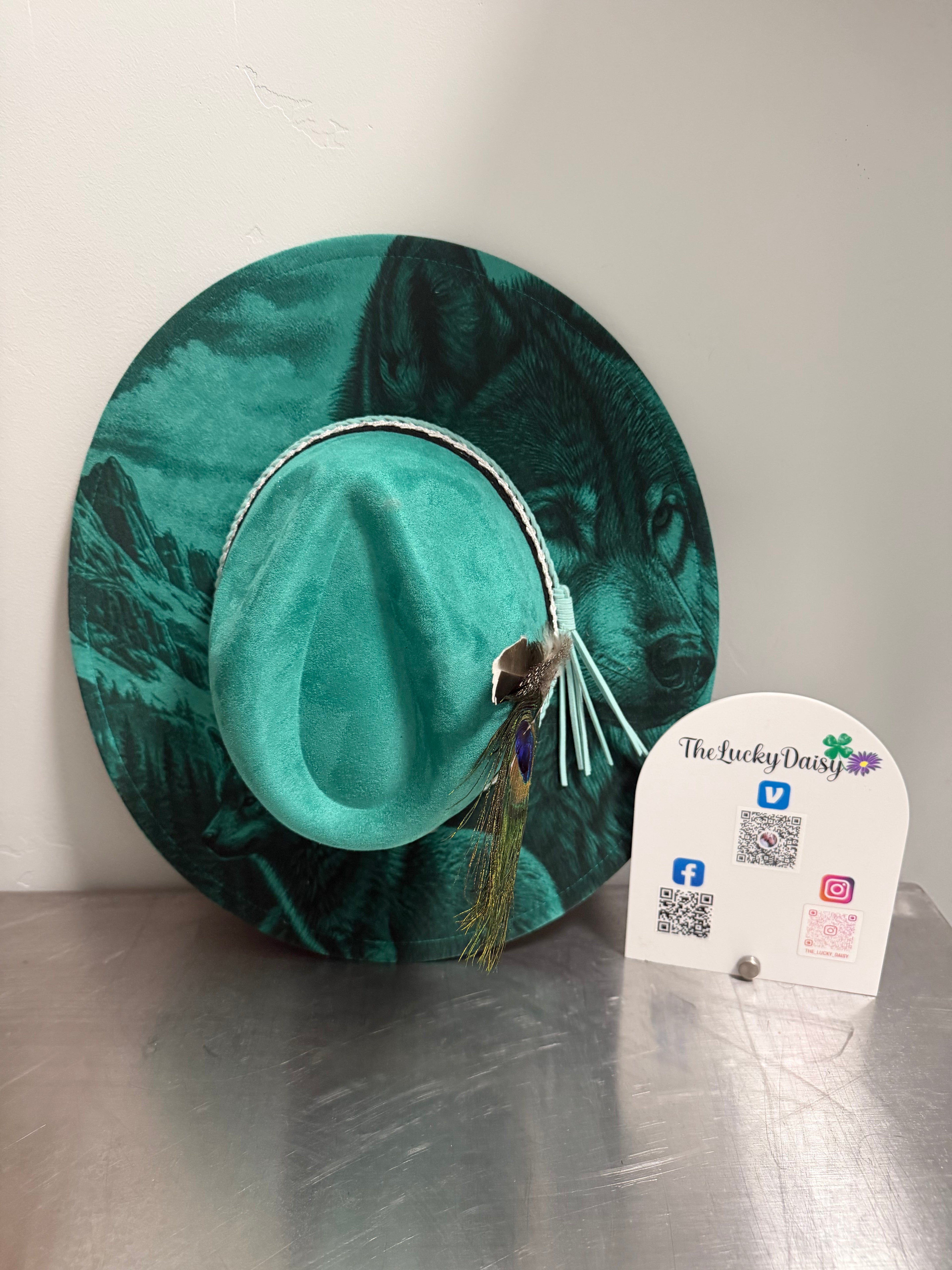Flat Wide Brim Burned Hat