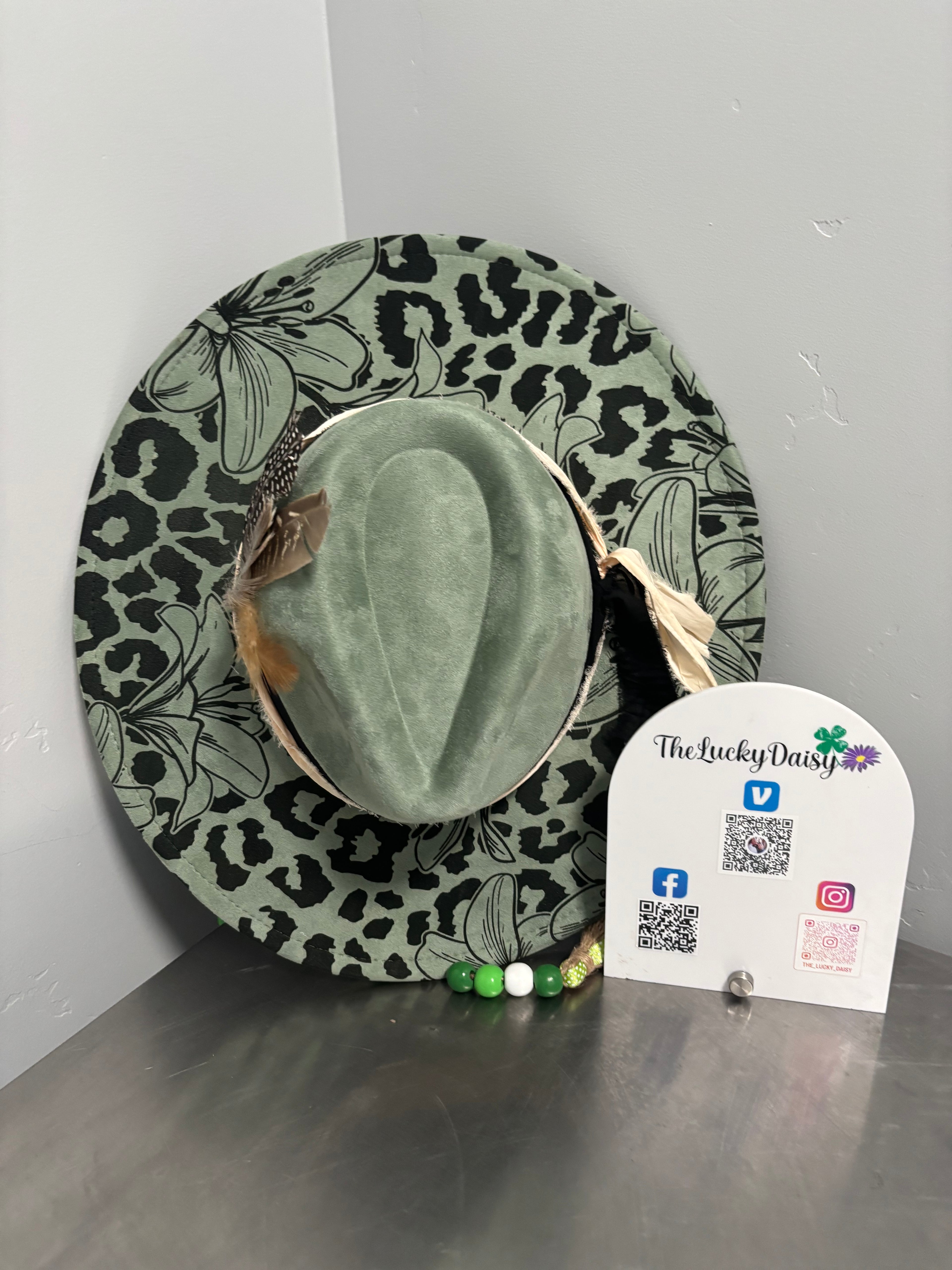 Flat Wide Brim Burned Hat