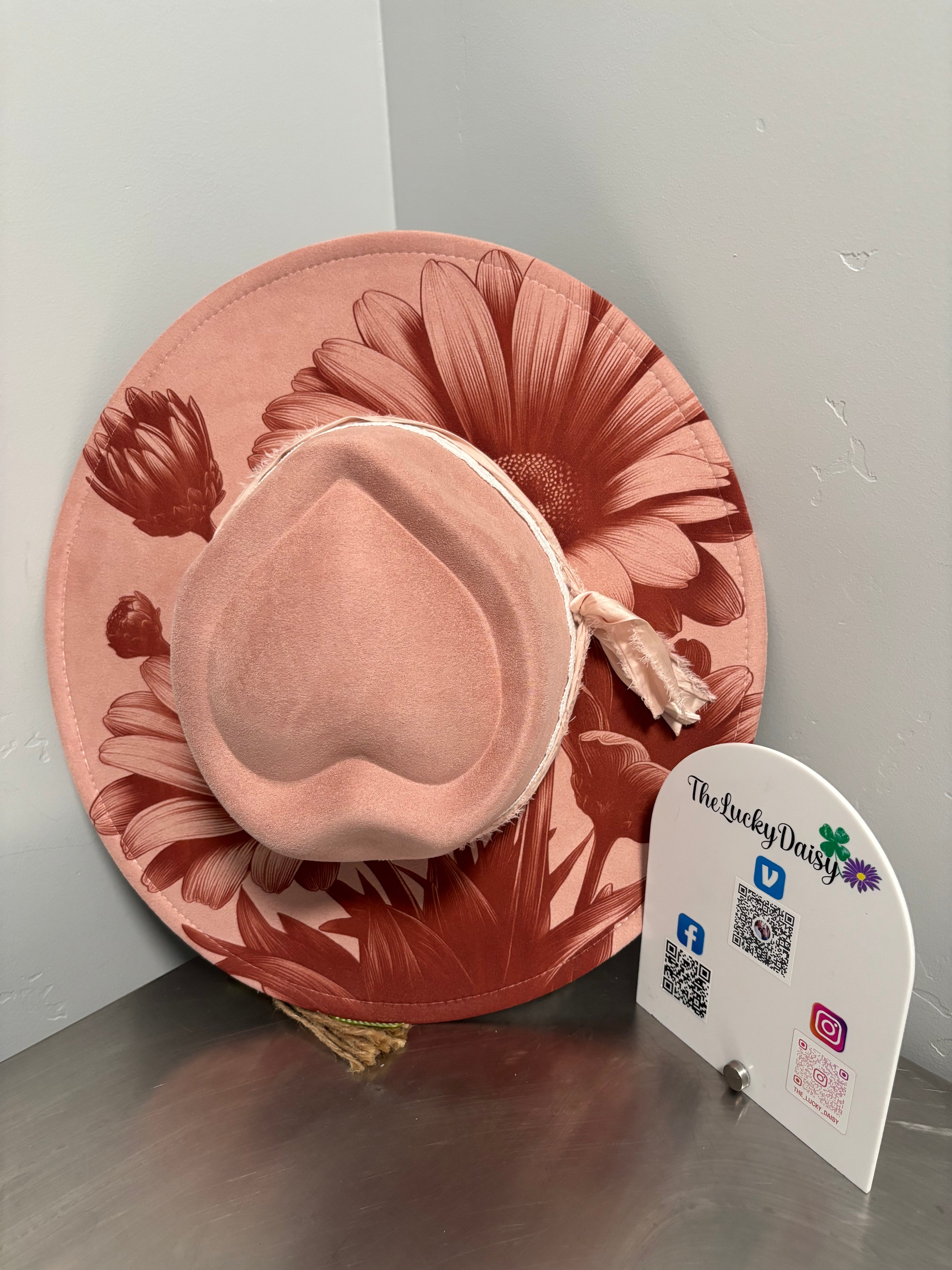 Flat Wide Brim Burned Hat