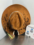 Flat Wide Brim Burned Hat