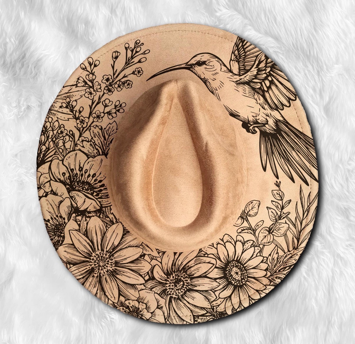 Flat Wide Brim Burned Hat
