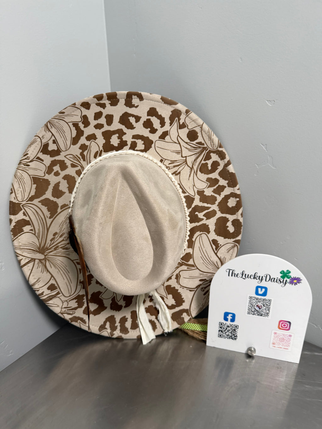 Flat Wide Brim Burned Hat