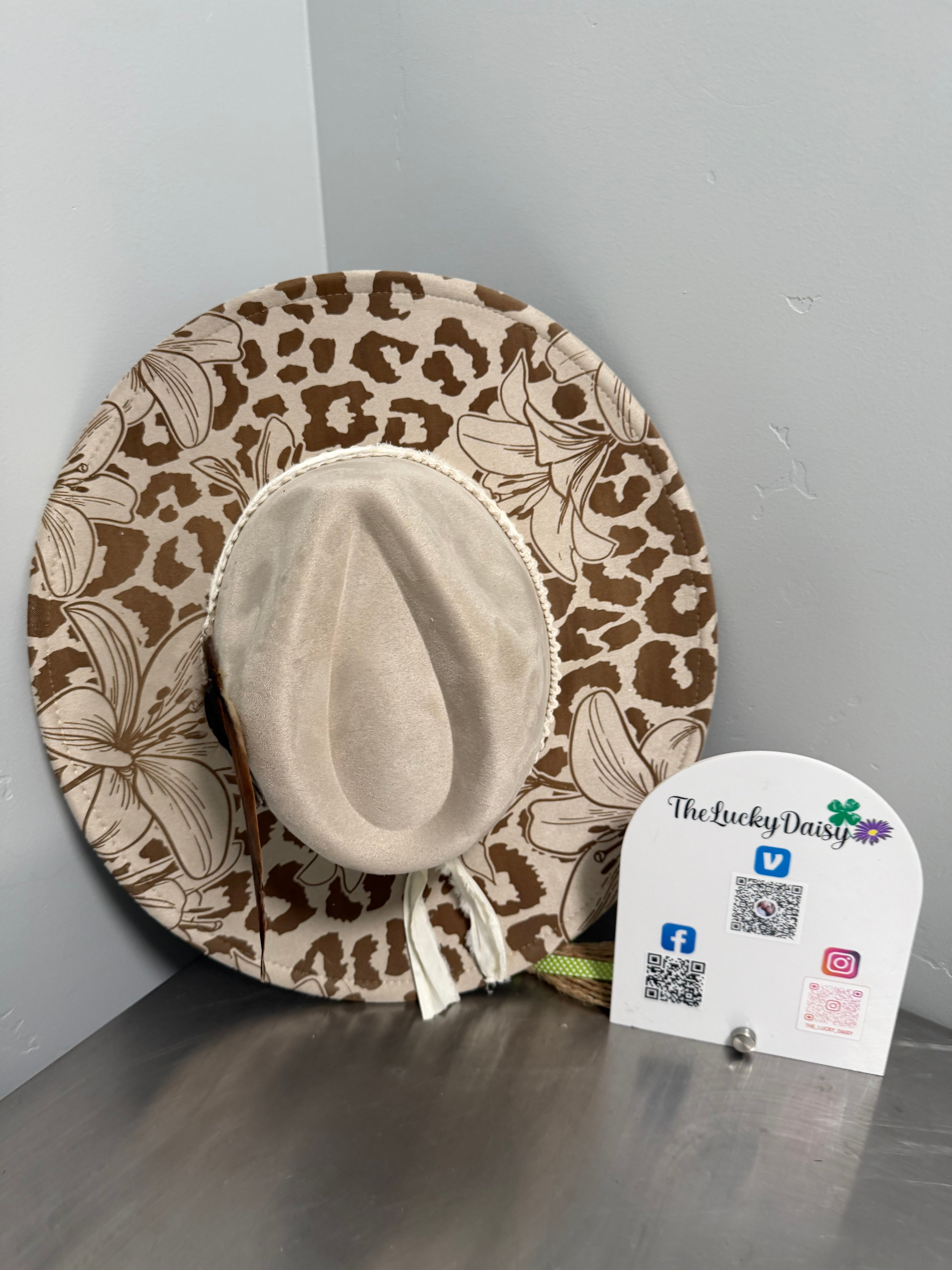 Flat Wide Brim Burned Hat