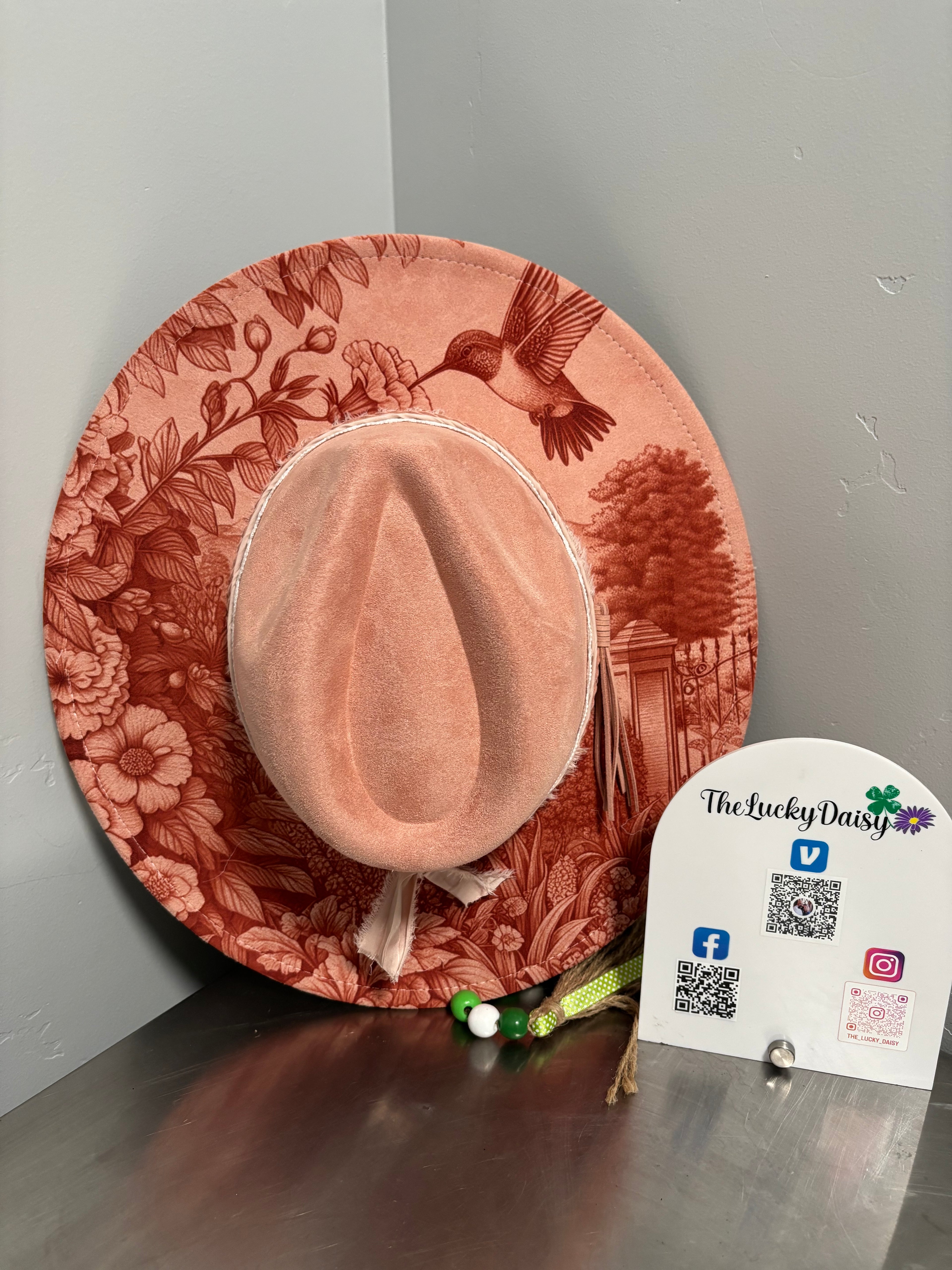 Flat Wide Brim Burned Hat