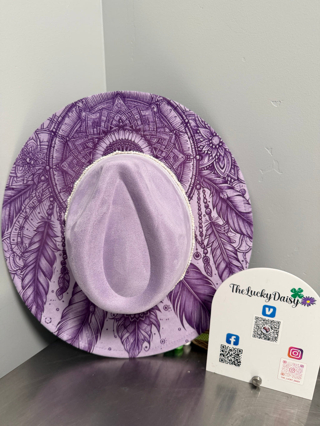 Flat Wide Brim Burned Hat