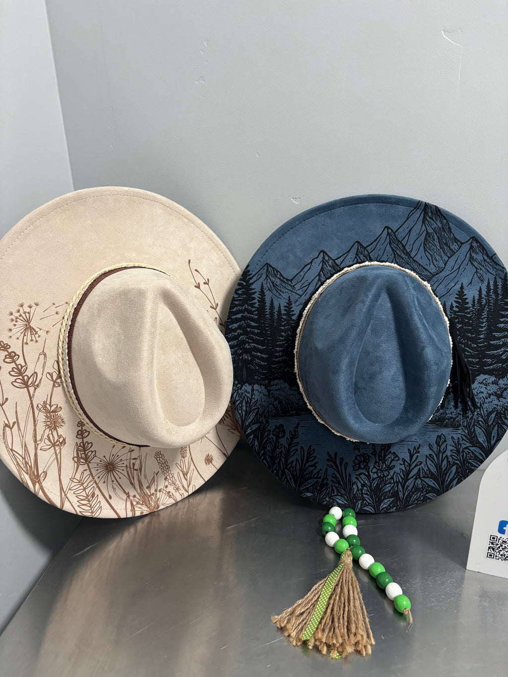 Flat Wide Brim Burned Hat