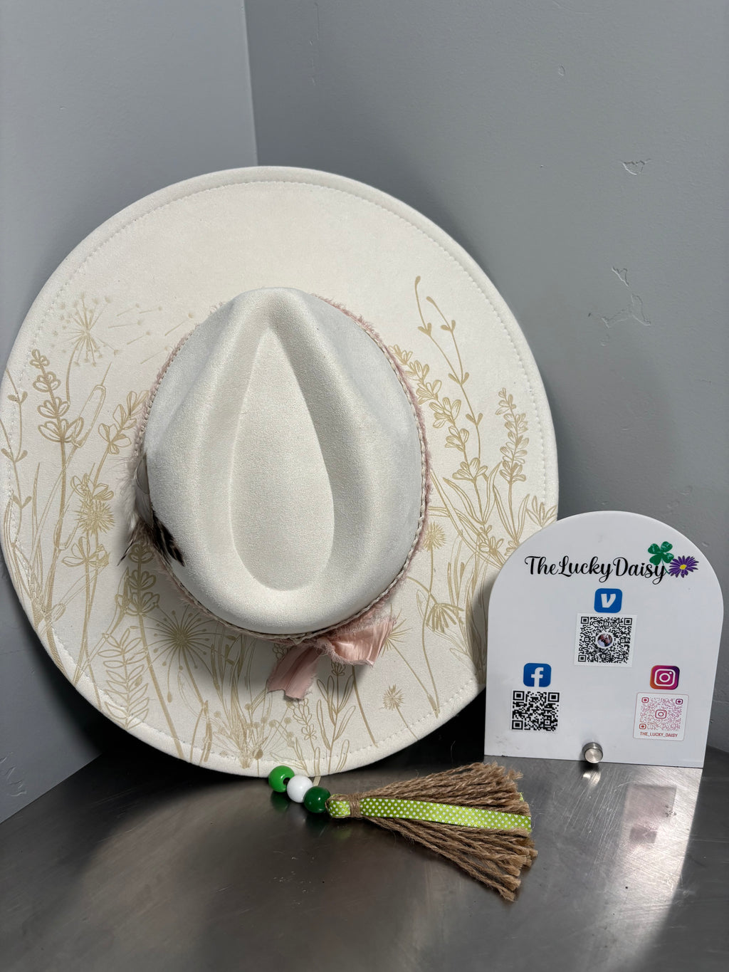 Flat Wide Brim Burned Hat