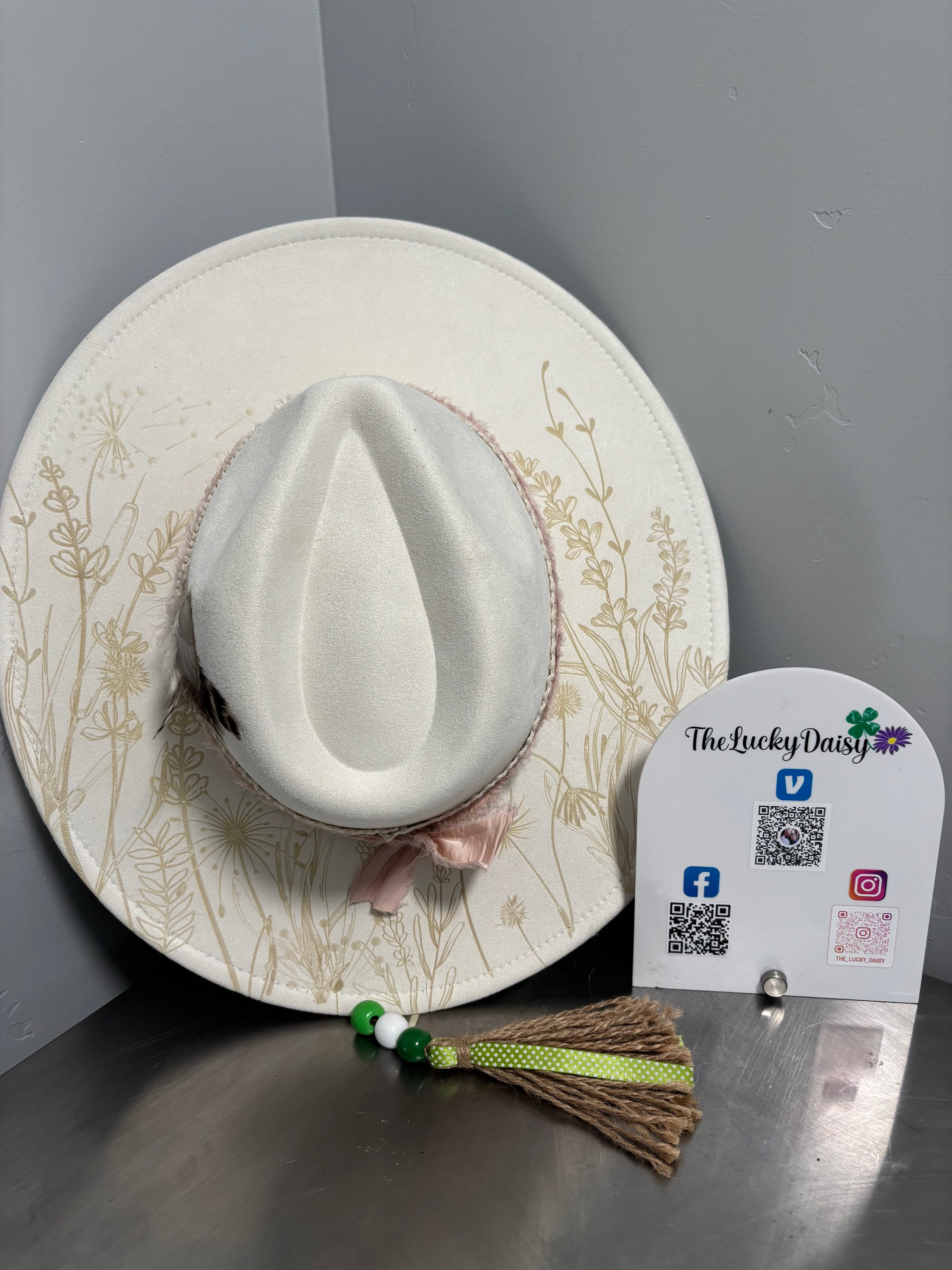 Flat Wide Brim Burned Hat