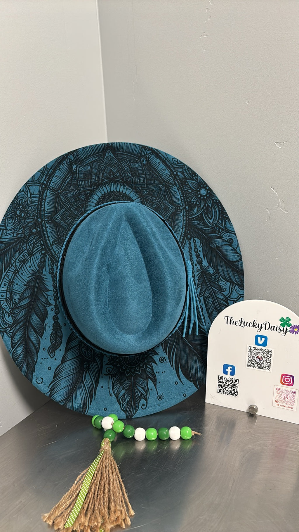 Flat Wide Brim Burned Hat