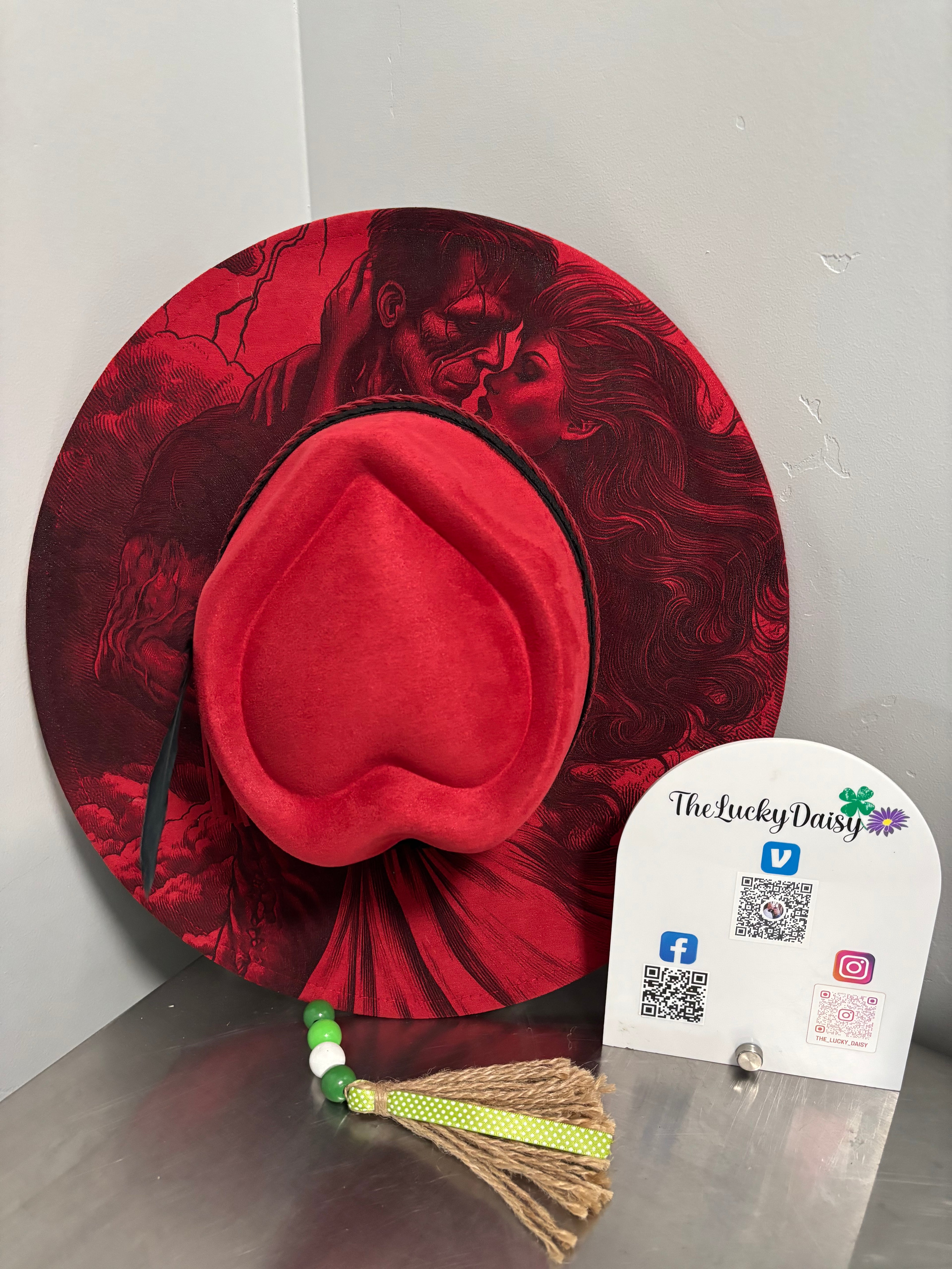 Flat Wide Brim Burned Hat