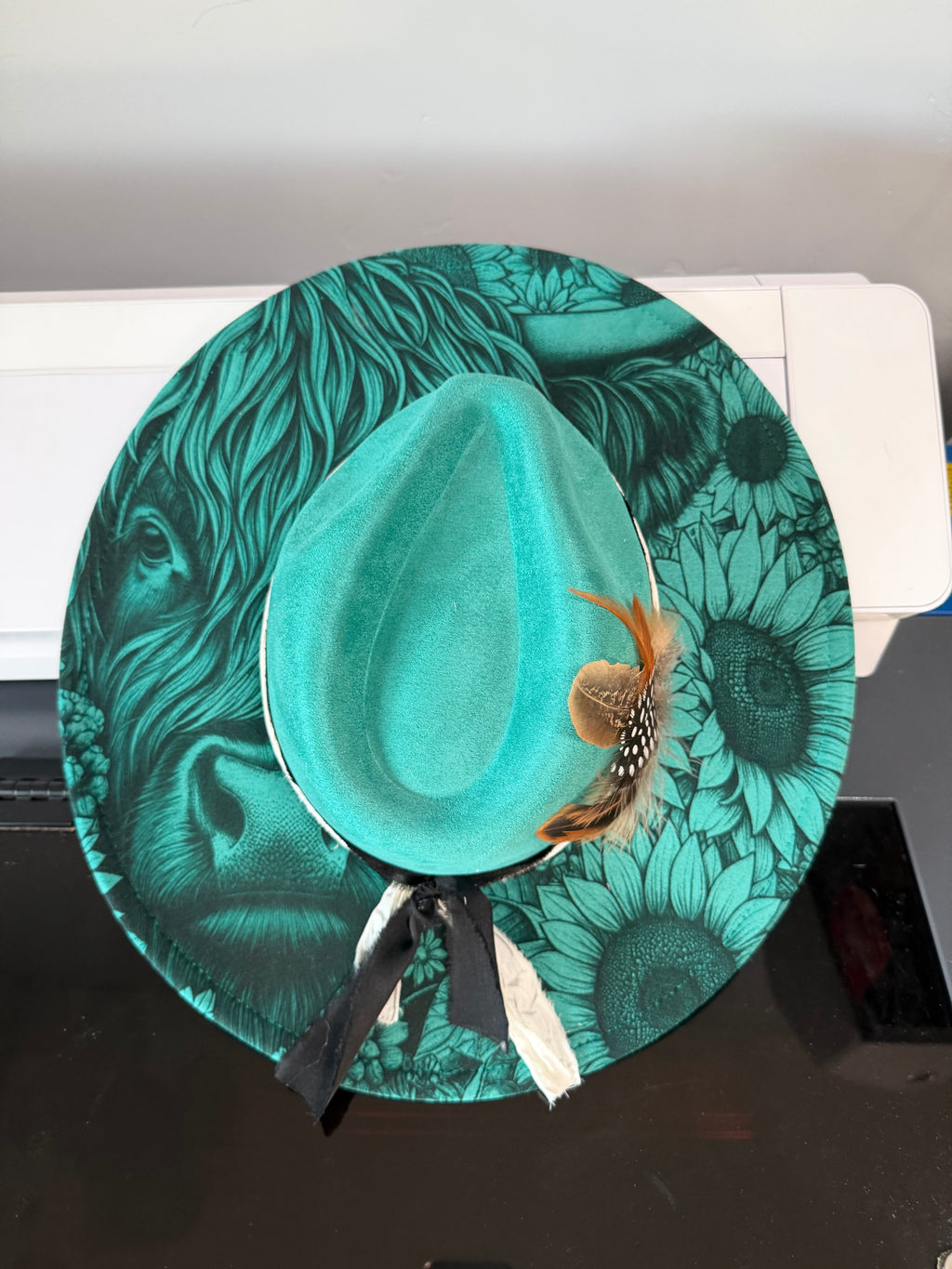 Flat Wide Brim Burned Hat
