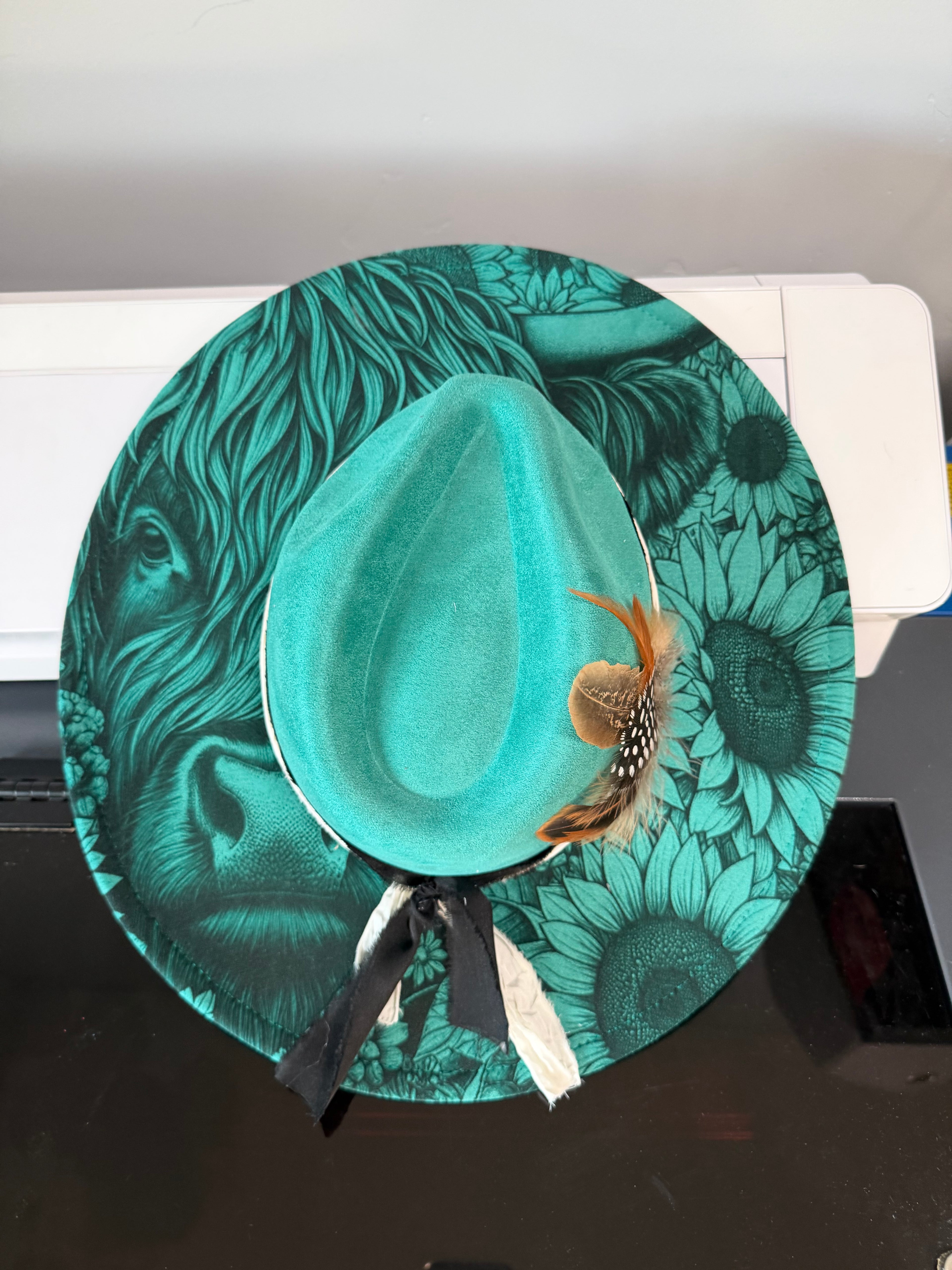 Flat Wide Brim Burned Hat