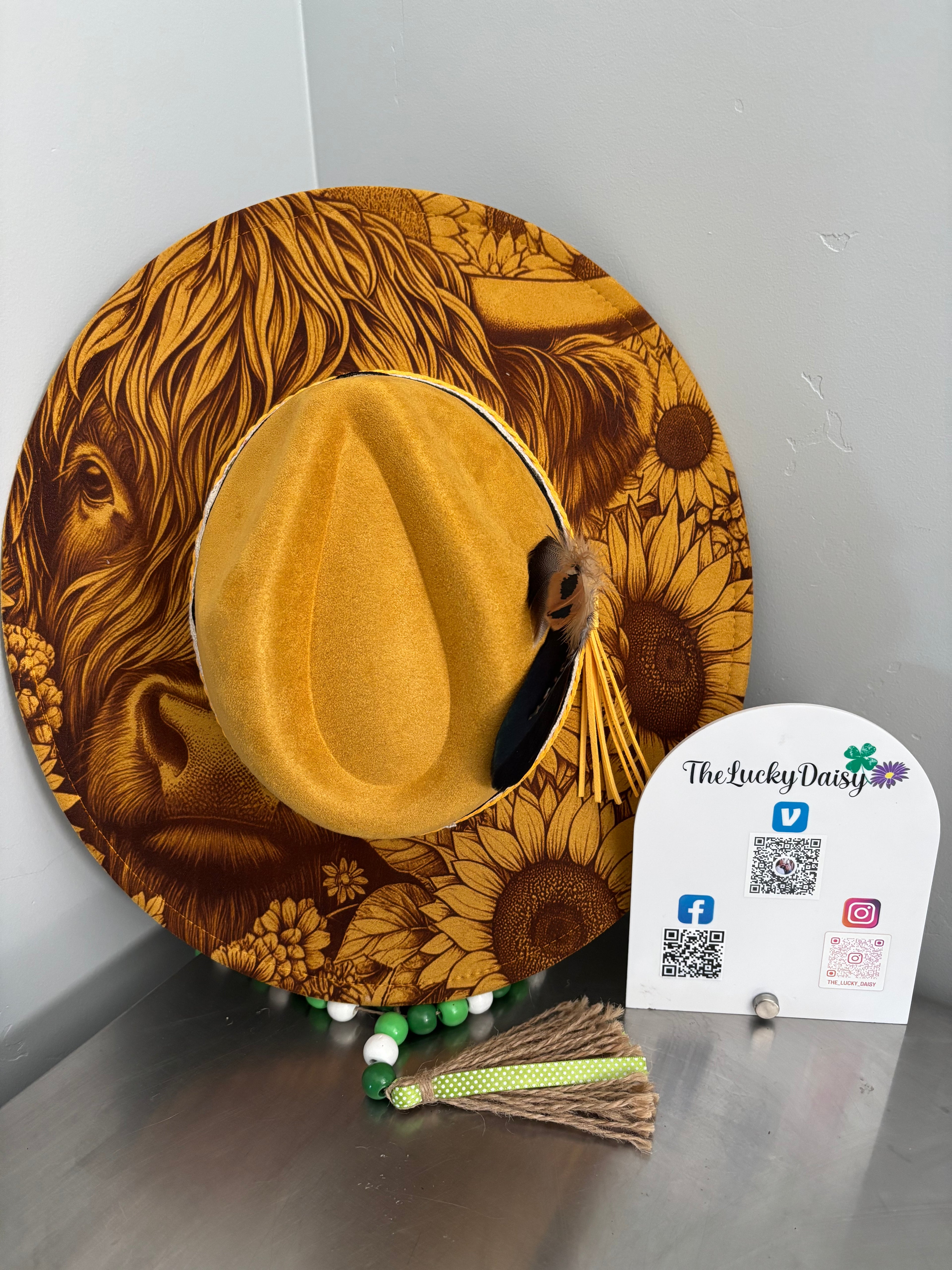 Flat Wide Brim Burned Hat